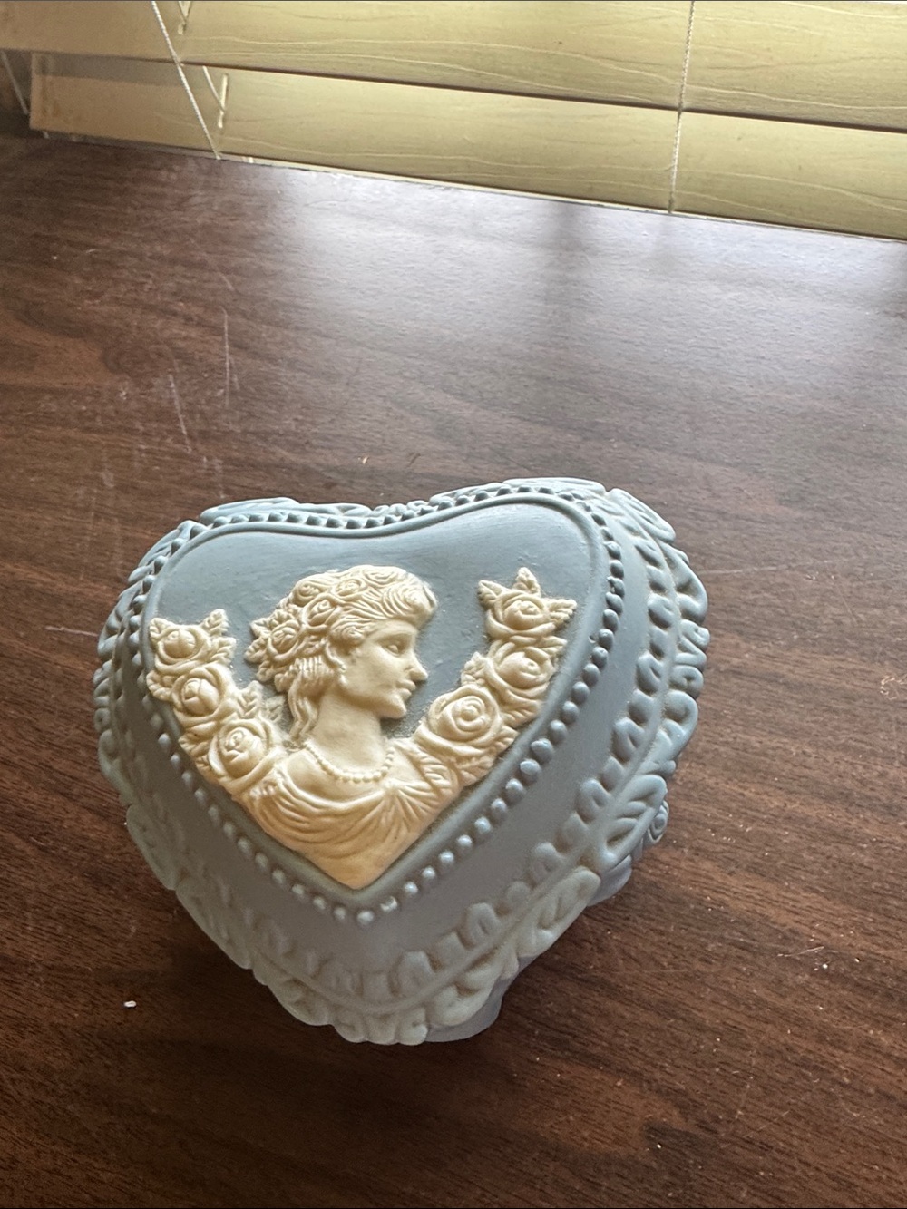 Heart-Shaped Decorative Trinket Box with Cameo